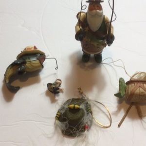 4 fishing Christmas tree ornaments
